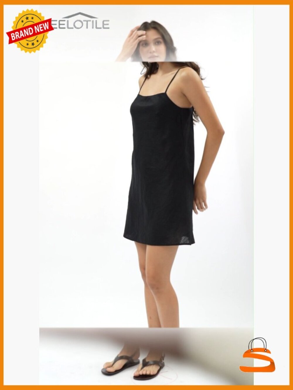 Pure Linen Summer Sleeveless Spaghetti Strap Mini Dress with Lining - Picture 7 of 7
